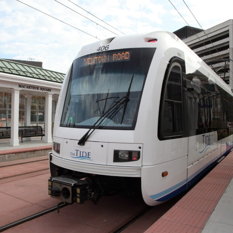 Hampton Road light rail "The Tide" at MacArthur Square stop